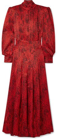 Alessandra Rich - Leopard-print Silk-jacquard Maxi Dress - Red