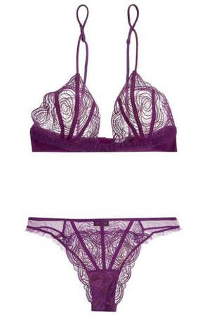 La Perla | Elements -  Violet tulle with lurex embroidery