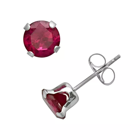 10k White Gold Lab-Created Ruby Stud Earrings