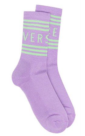 versace logo socks purple green