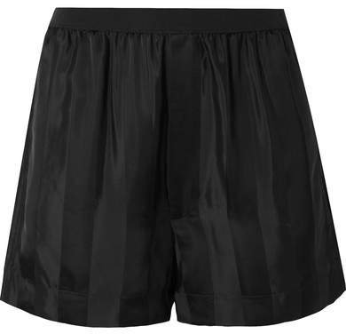 Striped Satin-jacquard Shorts - Black