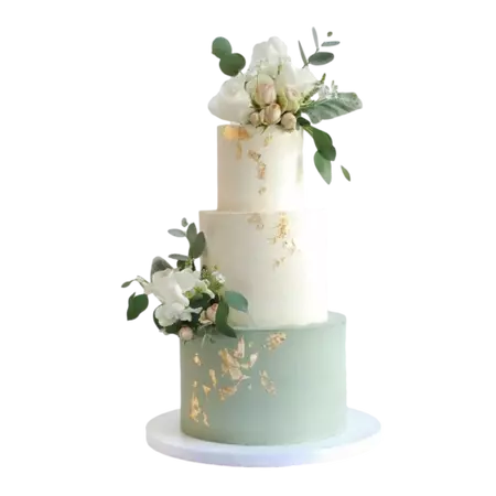 Pastel green and gold cake