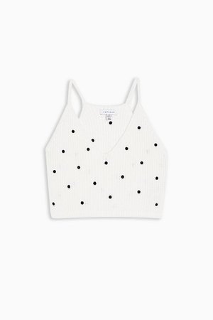 Ivory Knitted Spot Crop Tank | Topshop