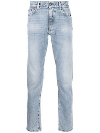 Zegna acid-wash slim cut jeans