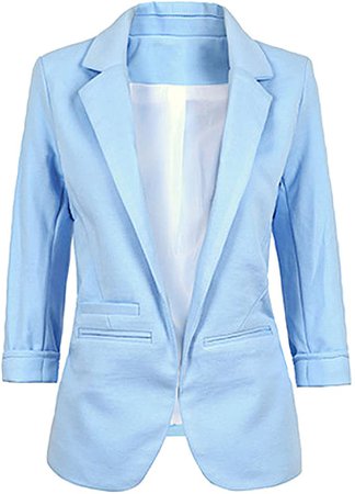 FACE N FACE Women's Cotton Rolled Up Sleeve No-Buckle Blazer Jacket Suits at Amazon Women’s Clothing store