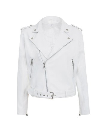 'ENAMOURED' White Vegan Leather Biker Jacket