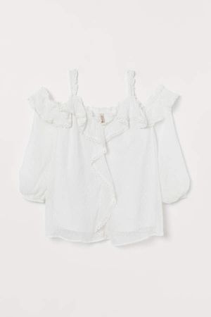 H&M+ Off-the-shoulder Blouse - White