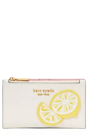 kate spade new york lemon drop appliqué leather bifold wallet | Nordstrom