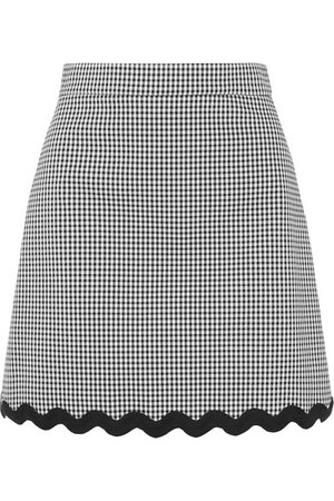 Miu Miu Cord-trimmed gingham cotton-blend mini skirt