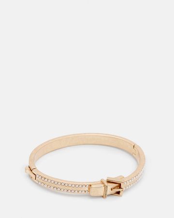 Brea Beaded Buckle Shape Bracelet WARM BRASS/WHITE | ALLSAINTS US