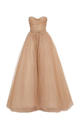 Glitter Dot Tulle Strapless Ball Gown by Monique Lhuillier | Moda Operandi