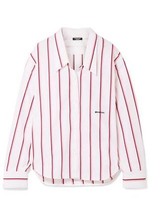 CALVIN KLEIN 205W39NYC | Oversized embroidered striped cotton-poplin shirt | NET-A-PORTER.COM