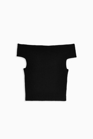Black Roll Racer Off Shoulder Knitted Top | Topshop