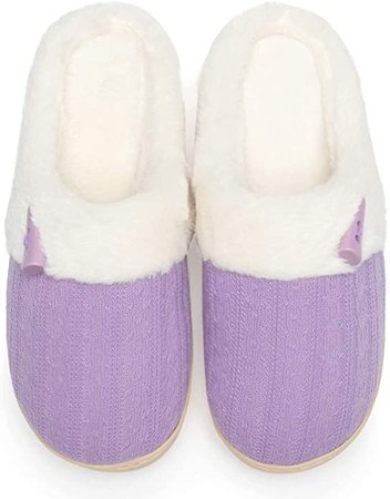 Amazon.com | NineCiFun Women's Slip on Fuzzy Slippers Memory Foam House Slippers Outdoor Indoor Warm Plush Bedroom Shoes Scuff with Fur Lining | Slippers