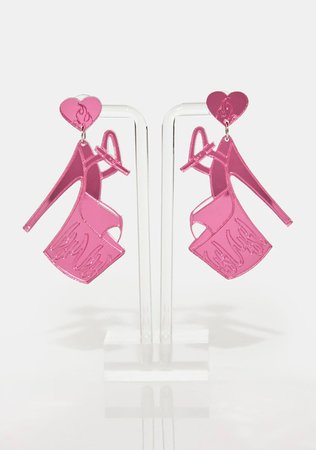 No Basic Bombshell Stiletto Heel Heart Earrings - Pink – Dolls Kill