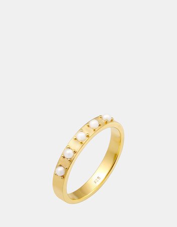 Ring Pearl Swarovski Crystals 925 Silver Gold Plated by Elli Jewelry Online | THE ICONIC | Australia