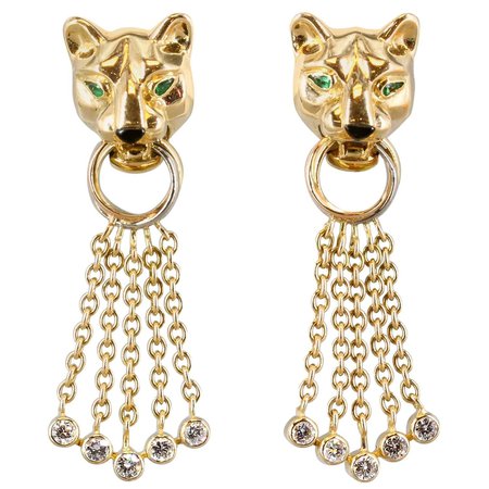 Cartier, Panthere gold and diamond earrings