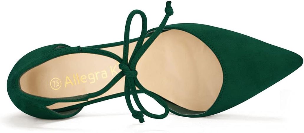 Amazon.com | Allegra K Women Ankle Tie Chunky Heel Pointed Toe Dress Green Pumps 9 M US | Pumps