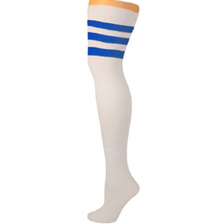 AJs - Retro Tube Socks - White w/ Blue (Thigh High) - Walmart.com
