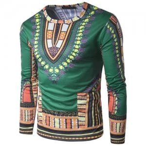 Green Dashiki Long Sleeve Shirt 1