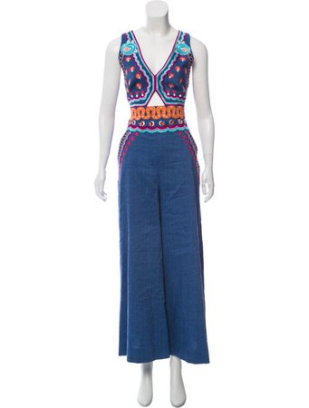 Temperley London Embroidered Wide-Leg Jumpsuit - Clothing - TEM24777 | The RealReal