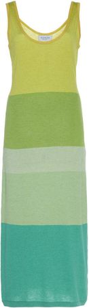 Tuinch Color-Blocked Silk-Blend Knit Midi Dress Size: M