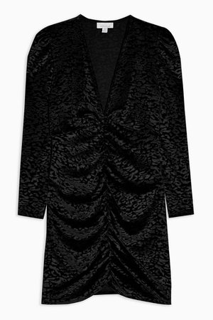 Black Jacquard Velvet Mini Dress | Topshop