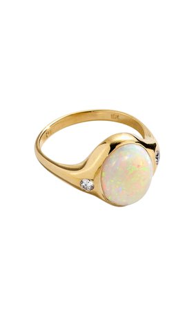 Essential 10kt Yellow-Gold, Opal and Diamond Ring by Pamela Love | Moda Operandi