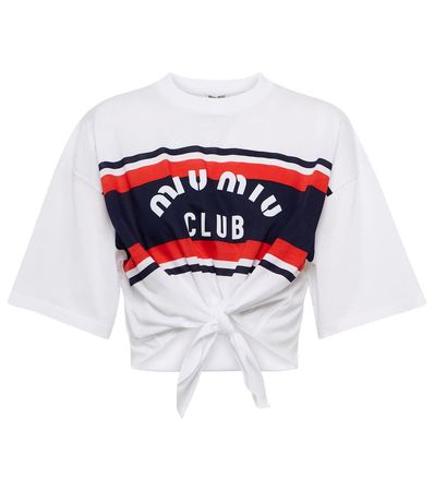 Miu Miu - Logo cotton jersey crop top | Mytheresa