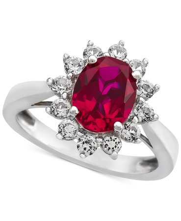 Macy's Lab-Created Ruby & White Sapphire Sterling Silver Ring