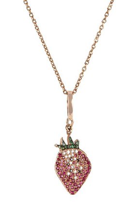 18k Pink Gold Strawberry Necklace By Cedille | Moda Operandi