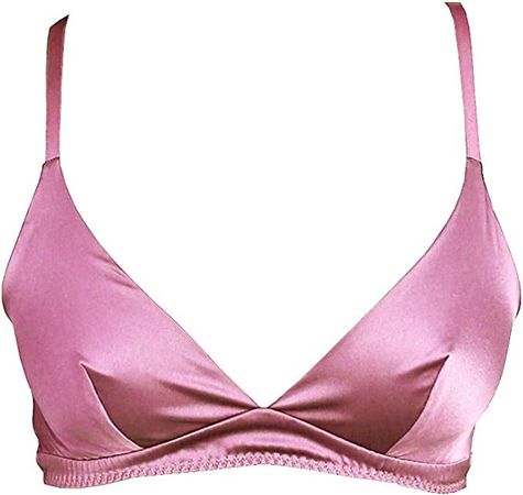 SilRiver Women's Silk Soft Cup Wireless Bra Bralette Top with Smooth Satin (Light Purple, X-Large) at Amazon Women’s Clothing store
