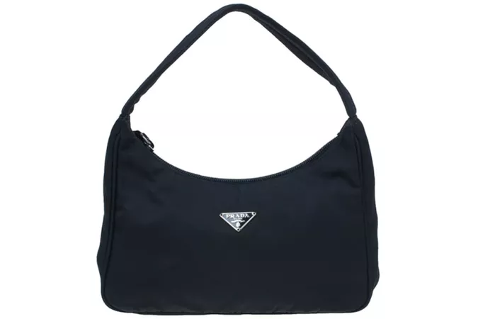 Prada Shoulder Bag Nylon Tessuto Mini Black in Nylon/Leather with Silver-tone