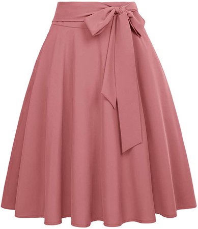 Women's High Waist Aline Skirt Elegant Swing Skirt with Pockets(Salmon Pink, M) at Amazon Women’s Clothing store
