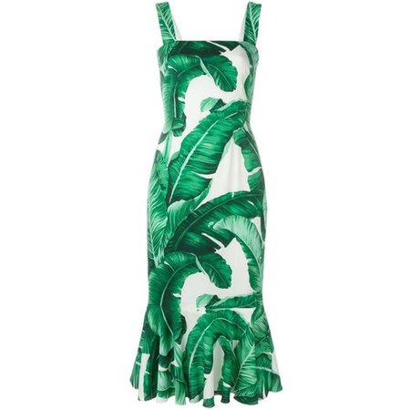 dolce and gabbana banana leaf print dress