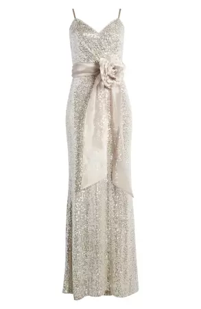 Eliza J Organza Flower Sequin Gown | Nordstrom