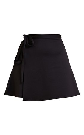 Black Wrap Scuba Mini Skirt | PrettyLittleThing USA