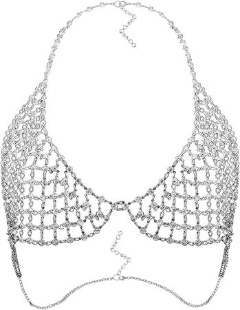 Amazon.com: idealway Sexy Crystal Rhinestones Body Jewelry Fashion Bikini Chain Necklace Hollow Out Underwear Bra Design Summer Beach (Gold) (Gold) : Clothing, Shoes & Jewelry