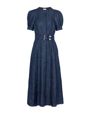 Gabriela Hearst Patricia Belted Linen Midi Dress in Blue - Lyst