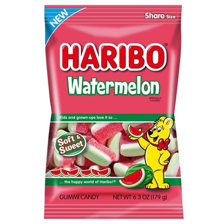 HARIBO Watermelon gummi candy, Pack of 1 6.3oz Peg Bag - Walmart.com
