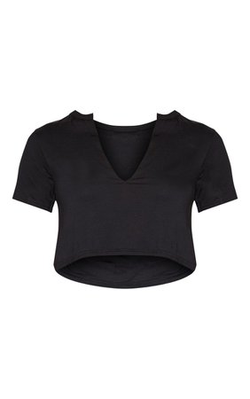Basic White V Neck Crop T Shirt | Tops | PrettyLittleThing USA