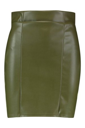 Leather Look Seam Front Mini Skirt | Boohoo green