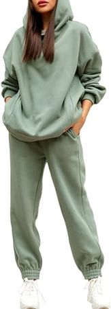 Amazon.com: Fixmatti Women Hoodies Sweatsuit 2 Pieces Sweatshirts and Sweatpants Set Jogger Hooded Tracksuit Green S : Clothing, Shoes & Jewelry