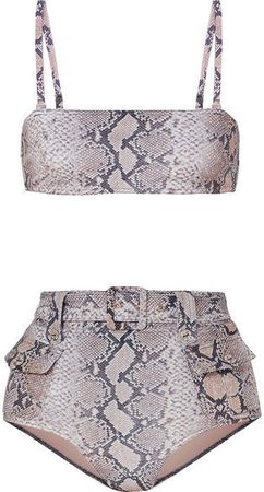 Corsage Safari Snake-print Belted Bikini - Snake print