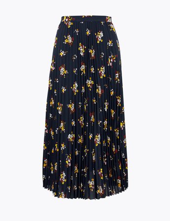 Floral Pleated Midi Skirt | M&S Collection | M&S