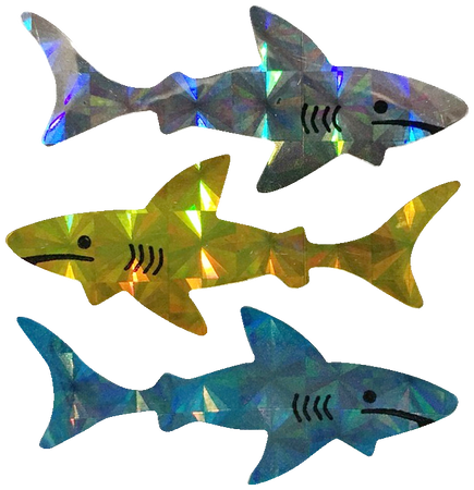 Transparent sticker images — Three shiny prismatic shark stickers by Great...