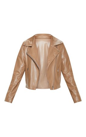 Mocha Pu Zip Biker Jacket | Coats & Jackets | PrettyLittleThing