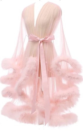 pink feather robe