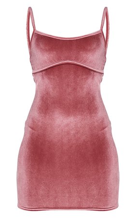 Rose Velvet Underbust Binding Bodycon Dress | PrettyLittleThing USA