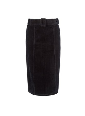 Black Belted Corduroy Midi Skirt | Dorothy Perkins